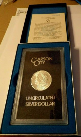 Uncirculated Us Silver Morgan Dollar 1883 Carson City Cc $1 In Case