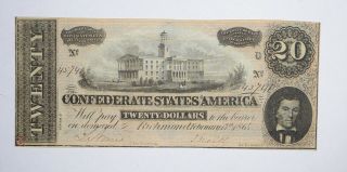 Civil War 1864 $20.  00 Confederate States Horse Blanket Note 717