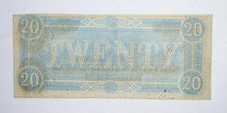 CIVIL WAR 1864 $20.  00 Confederate States Horse Blanket Note 717 2