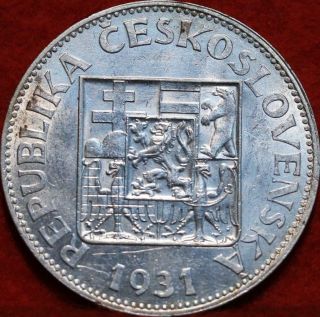 1931 Czechoslovakia 10 Korun Silver Foreign Coin