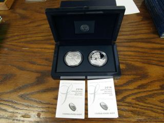 2016 United States 2 Coin Silver Eagle Set Proof & Special Finish Lettered Edge