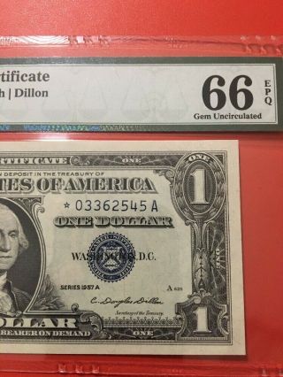 1957a Fr 1620 $1 Dollar Star Silver Certificate Pmg 66 Epq