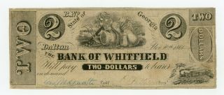 1861 $2 The Bank Of Whitefield - Dalton,  Georgia Note Civil War Era