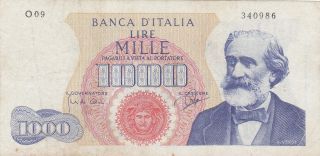1000 Lire Very Fine Banknote From Italy 1962 Pick - 96