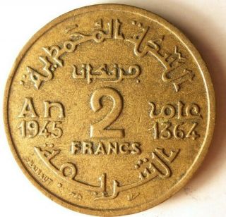 1945 Morocco 2 Francs - Coin - - Morocco Bin 1