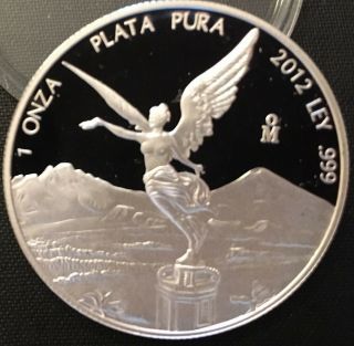 2012 1 Onza/ounce Libertad Liberty Proof Mexico.  999 Silver Coin