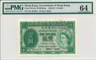 Government Of Hong Kong Hong Kong $1 1959 Pmg 64