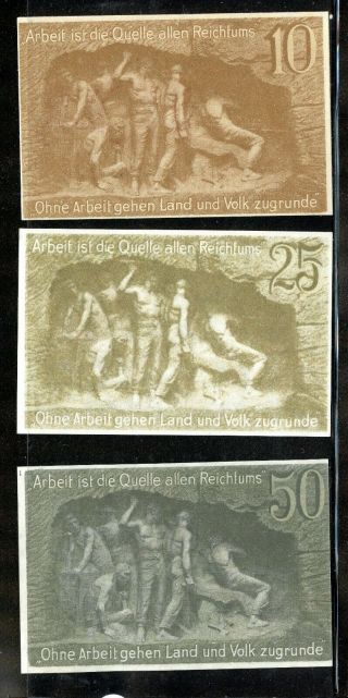 Germany Notgeld Waldenburg 10,  25,  50 Pfg Unc Notes