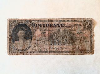 1900 Guatemala One 1 Peso Banco De Occidente En Quezaltenago Ps 175a