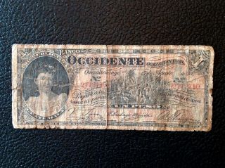 1900 Guatemala One 1 Peso Banco de Occidente en Quezaltenago PS 175a 3