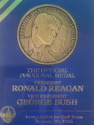 The Official Inaugural Medal President Ronald Reagan & Vp George Bush 2nd Term