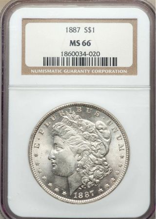 1887 $1 Morgan Silver Dollar Ngc Ms 66 White Coin