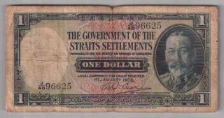 561 - 0001 Straits Settlement | Kgv Government,  1 Dollar,  1935,  Pick 16b,  F - Vf