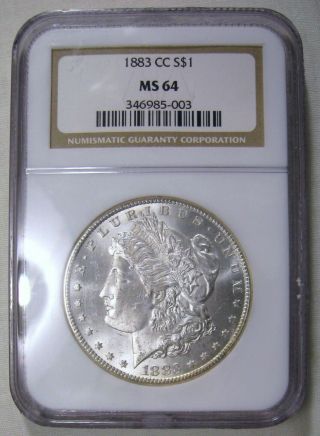1883 - Cc Morgan Silver Dollar Ngc Ms - 64