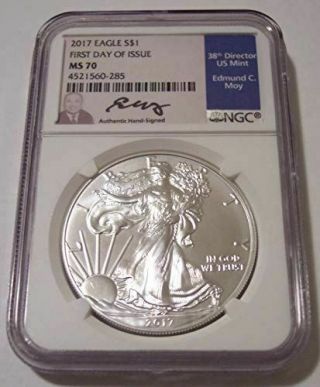 2017 1 Ounce Silver Eagle Dollar Ms70 Ngc Fdi Moy Signed Label