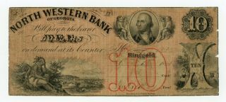 1861 $10 The North Western Bank - Ringgold,  Georgia Note Civil War Era