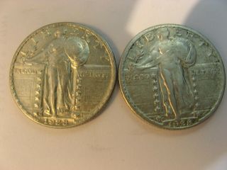 1928 - D 1928 - S Standing Liberty Silver Quarter Dollar Coins - Key Dates -