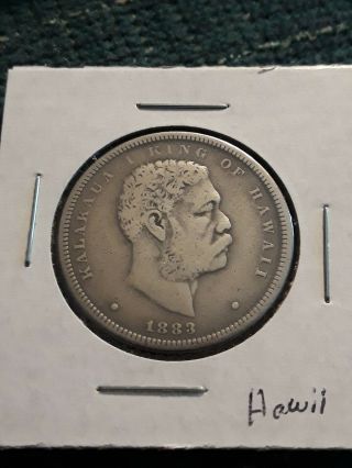 Hawaii 1883 Half Dollar 50 Cents Silver Kalakaua I King Of Hawaii 1/2 D Beauty