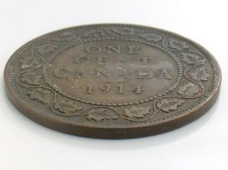 1914 Canada One 1 Cent Copper Large Penny Canadian George V Circulated Coin J848 3