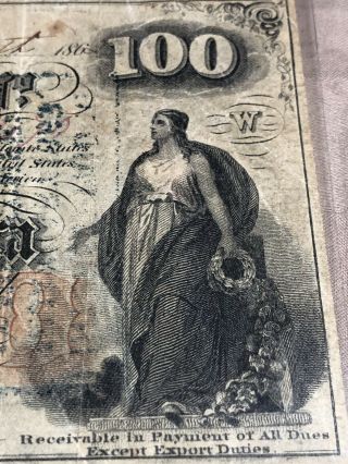 September 6,  1862 Confederate States Of America $100 Bill