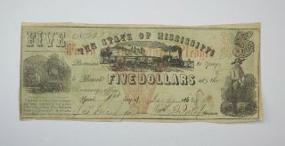1862 $5 State Of Mississippi Obsolete Bank Note - Civil War Era - Cr.  36 3513