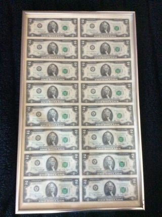 1976 2 Dollar Bill Sheet Star Note Uncut 16 Bills Series K Dallas