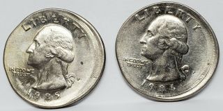 1985 & 1986 P Washington Quarter,  Off Center,  Us Error Coin