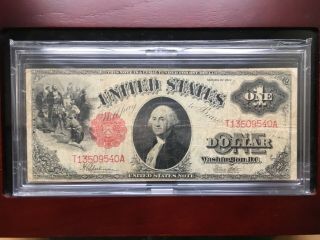 1917 $1 Legal Tender Note Small Red Seal " Sawhorse " In Hard Case