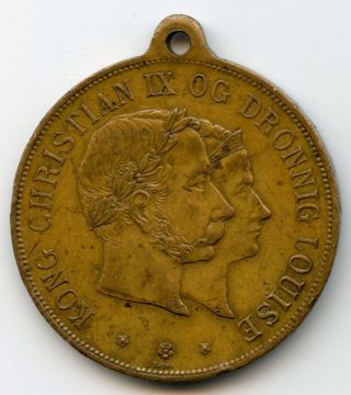 Denmark Bronze Royality Token Medal The King Christian Ix Queen Louise 40mm