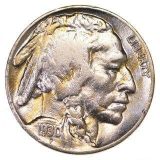 Full Horn - - Tough - 1930 Buffalo Nickel - Sharp Coin 758