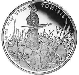 Kazakhstan 2010 100 Tenge Great Commanders Queen Tomyris 1 Oz Silver Proof Coin