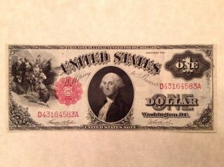 1917 $1 One Dollar Large Size Red Seal Us Note Teehee / Burke Fr 36