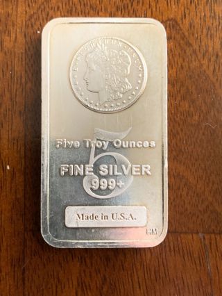 Morgan Dollar Design 5 Oz Silver Bar Made In Usa Sku27205