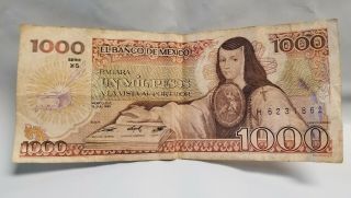1000 Un Mil Pesos Serie Xs Bill El Banco De Mexico July 1985 A La Vista Portador
