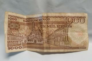 1000 Un Mil Pesos Serie XS Bill El Banco De Mexico July 1985 A La Vista Portador 2