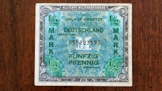 1944 Germany 1/2 Mark Allied Military Currency (amc) World War 2,  Pick 191a