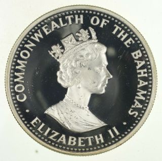 Silver - Huge - 1987 Bahamas 25 Dollars - World Silver Coin - 132.  9 Grams 969