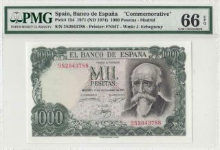 17.  9.  1971 Bank Of Spain 1000 Pesetas Madrid ( (pmg 66 Epq))