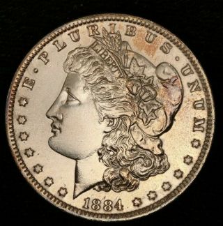 1884 - O $1 Morgan - Light Gold Toning Pq,