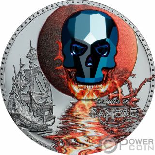 Luna Sangre Crystal Skull 1 Oz Silver Coin 1000 Francs Equatorial Guinea 2019