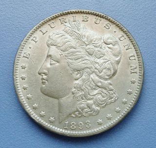 Key Date 1893 - P U.  S.  Morgan Silver Dollar Extra Fine