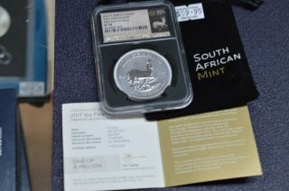 2017 South Africa $1 Rand Ngc Sp70 First Day Of Issue Krugerrand 1st Year Silver