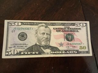 2009 $50 Fifty Dollar Bill Federal Reserve Star Note