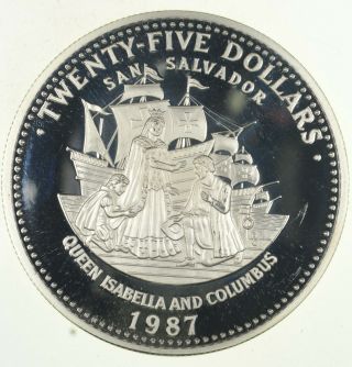 SILVER - HUGE - 1987 Bahamas 25 Dollars - World Silver Coin - 132.  6 Grams 964 2