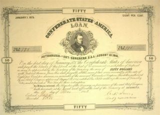 1861 Confederate States Of America $50 Bond Cr 20 20 Coupons Attached Rare