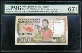 Madagascar 500 Francs 1988 P 71 Gem Unc Pmg 67 Epq High