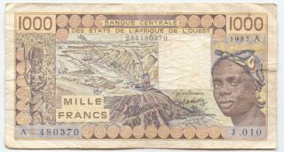 West African States (a) 1000 Francs 1985,  P - 107