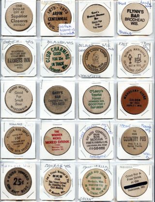 20 Pack Different Wisconsin Towns Wooden Nickels