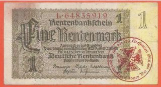 Germany - Wehrmacht - 1 Reichsmark - 1937 - With Nazi Stamp
