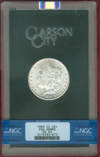 Ngc Ms 64 1884 - Cc Morgan Dollar In Gsa Holder With Certificate